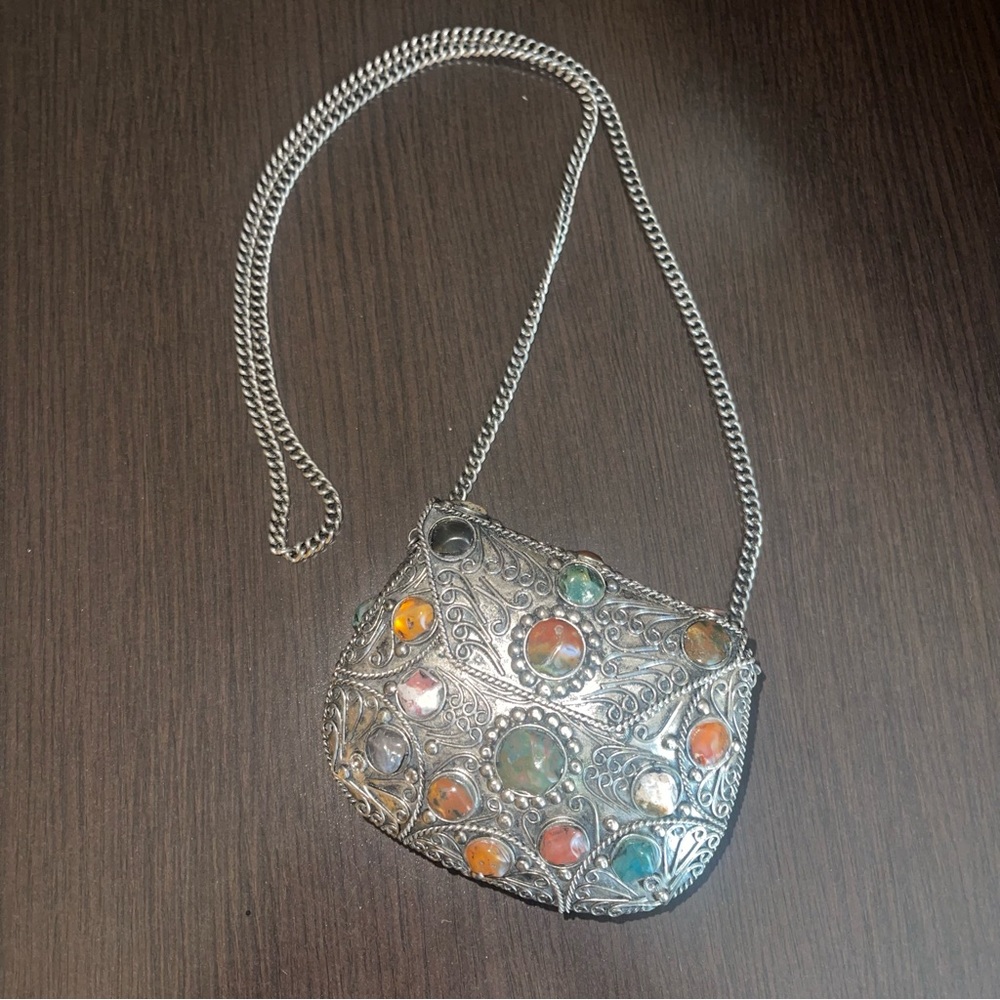 Vintage Metal Gemstone Crossbody Purse - Picture 3 of 8